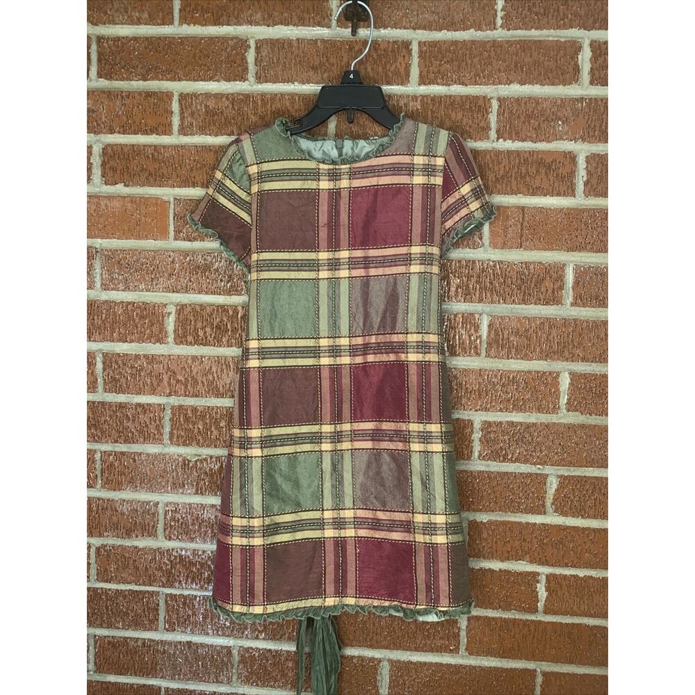 Trish Scully Girls Silk Dress Plaid Fall Size 4